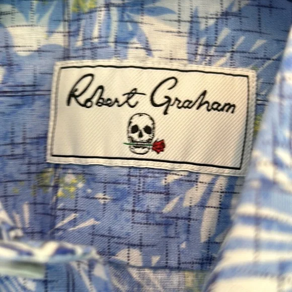 NEW Robert Graham Linen/Cotton SS Button Front Shirt - Picture 6 of 9